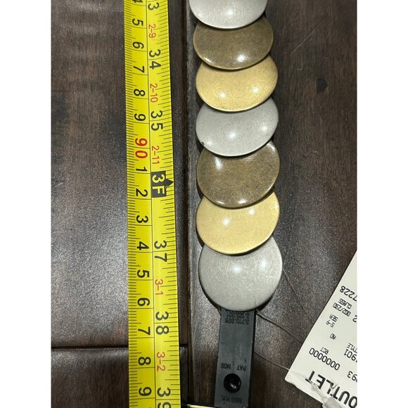 Princess Gardner Metal Disc Belt Gold Silver Sz XL Elastic Classic Stretch NWT - Picture 4 of 7